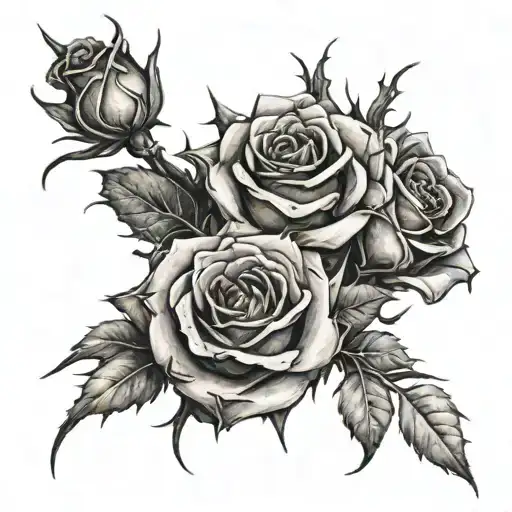 Bloody Thorns Pierce And Wrapped Loosely Around Roses