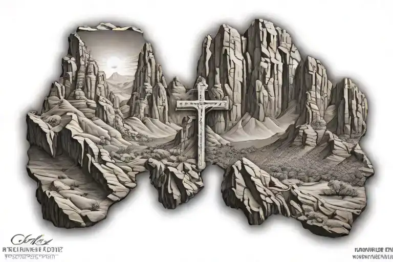 Arizona Mountain With Jesus Cross