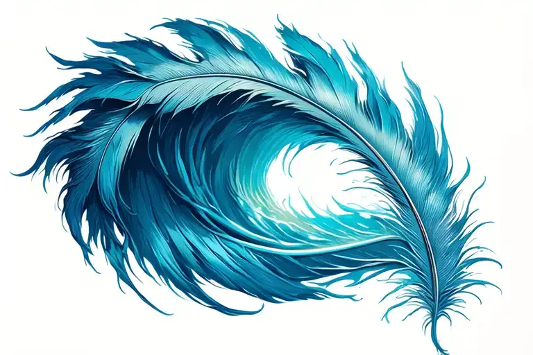 Feather Twisted Into An Ocean Wave At The End