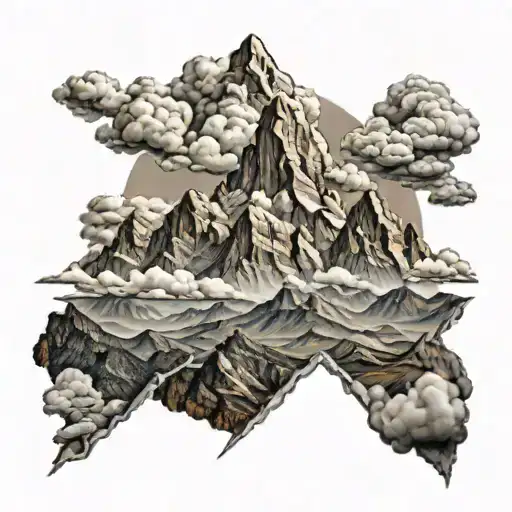 Mountain Range With Clouds In The Background