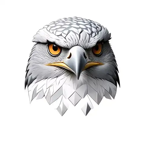 Philippine Eagle's Face Facing Forward It's Surrounded By 3D Geometric Mandala Design