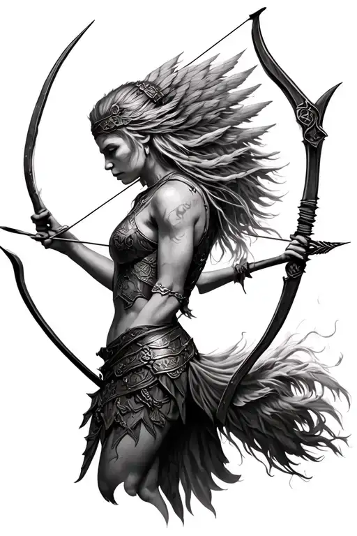 Viking Valkyrie With Bow And Arrow