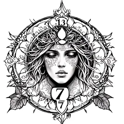Spiritual Tattoo Include Protection And Number 13 And 7