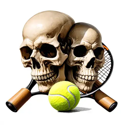 3 Skulls Play Beach Tennis Racket Ball And Court