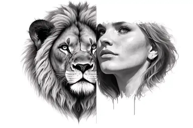 Lion With Half The Face Of A Woman
