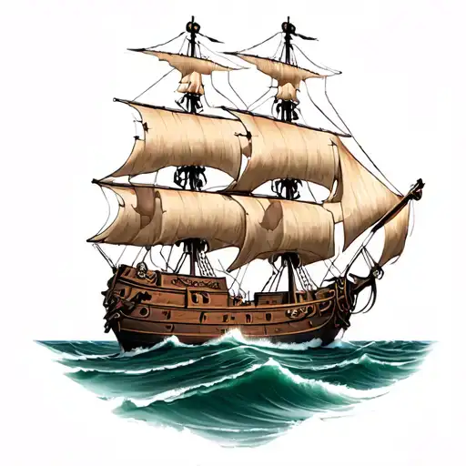 Pirate Ship With A Twisted Main Mast