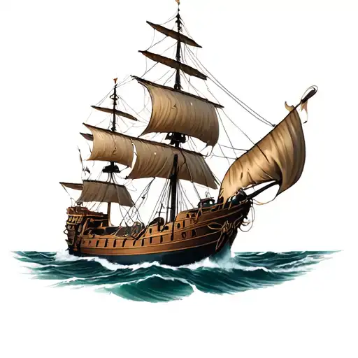 Pirate Ship With A Twisted Main Mast