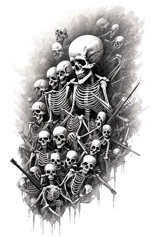 A Battlefield Of Skeletons Transforming Into An Army As God's Breath Brings Them Back To Life