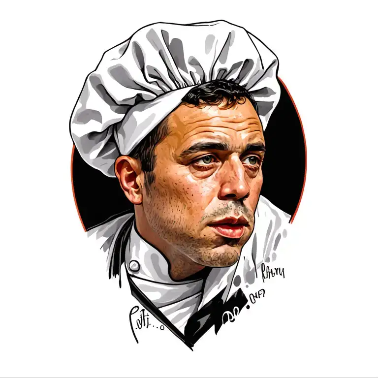 I Want A Tatooing That Talks About A Tragector That Since My Childhood And Now I Am A Chef