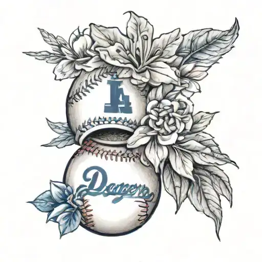 Los Angeles Dodgers With A Baseball Dainty Girly Without Flowers