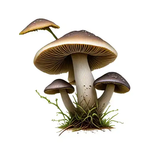 Murrel Mushrooms Growing In The Woods