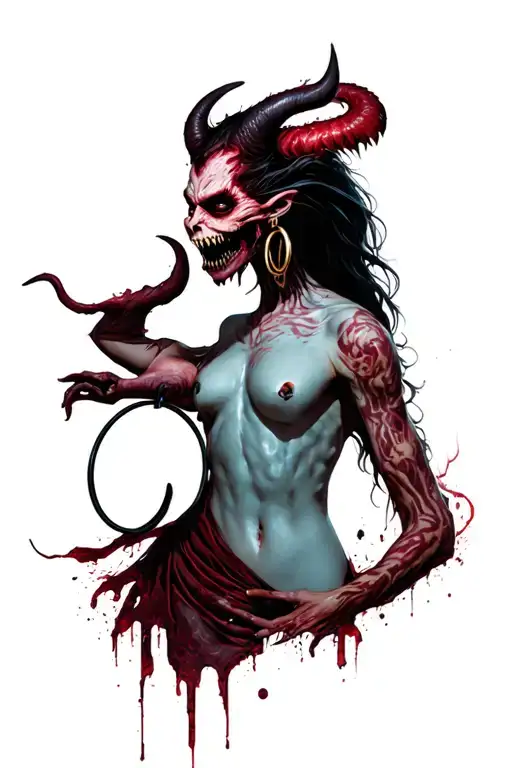 Scary Demon With Hoop Earrings