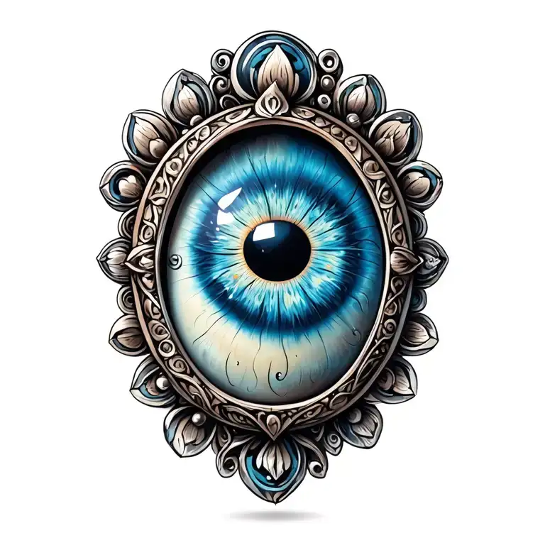 Evil Eye Bead With Frame Made Of Fineline Elements