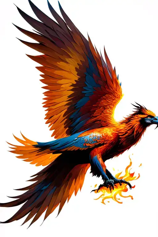 Phoenix Rising From The Ashes Flying