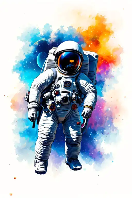 Astronaut In Space As Vibrant Color Background