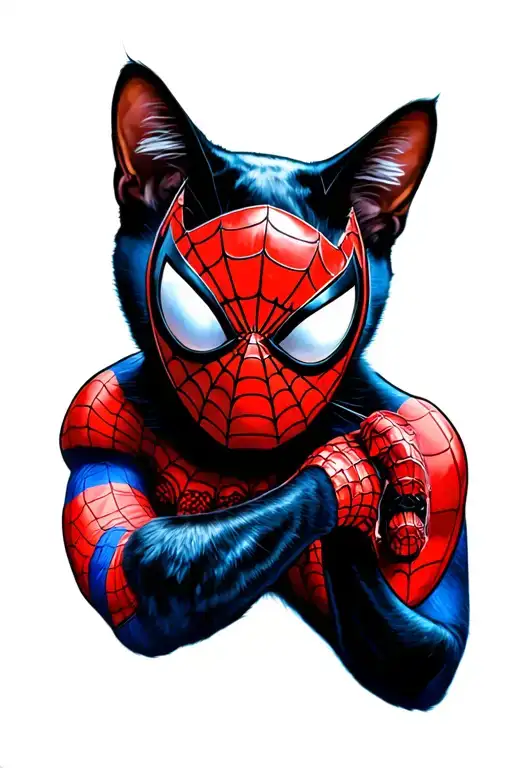 Black Cat Holding Spiderman Mask