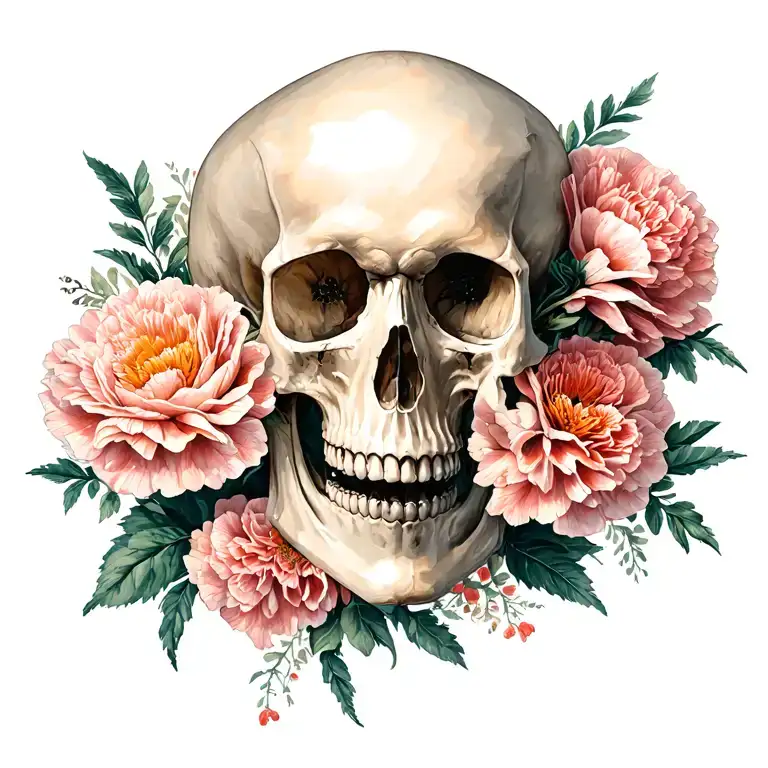 Skull And Carnations