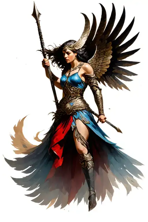 Valkyrie Warrior Wielding A Spear