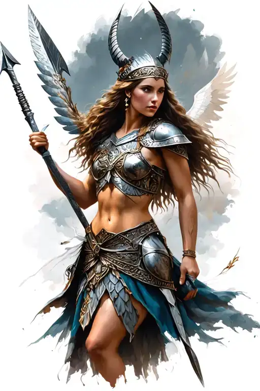 Valkyrie Warrior Wielding A Spear