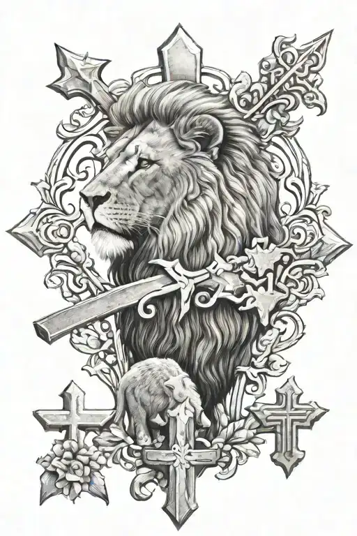 Lion And The Lamb 3 Crosses