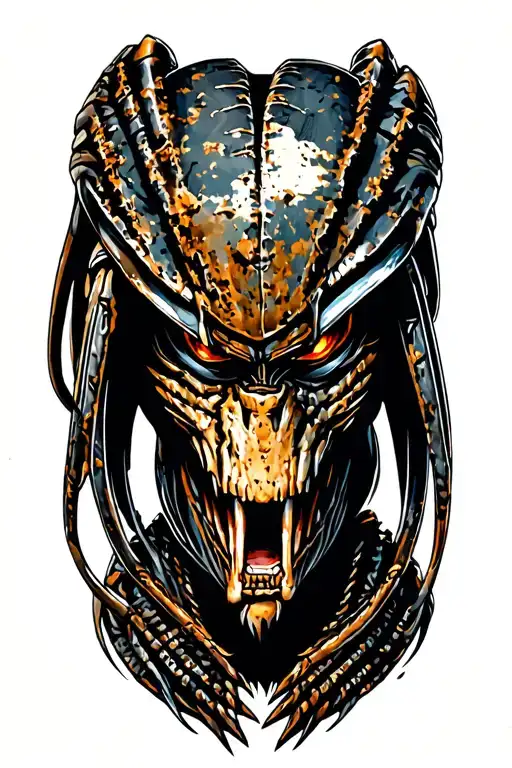 Predator Movies Tattoo With Black