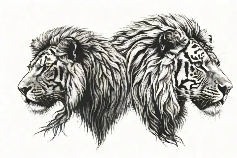 Lions And Tigers Facing Each