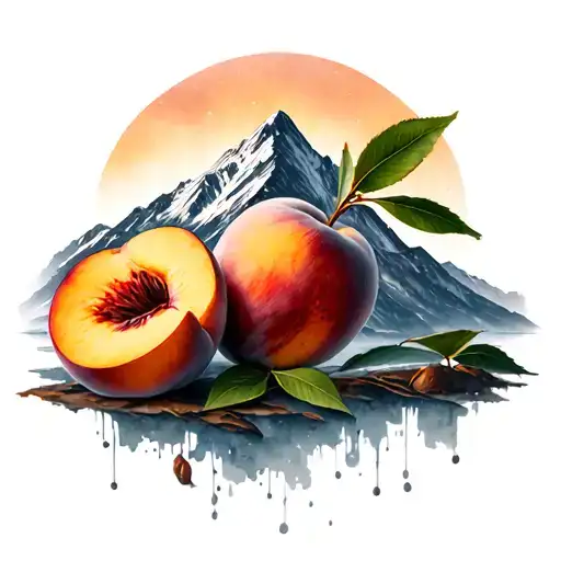 Peaches And A Mountain Silhouette