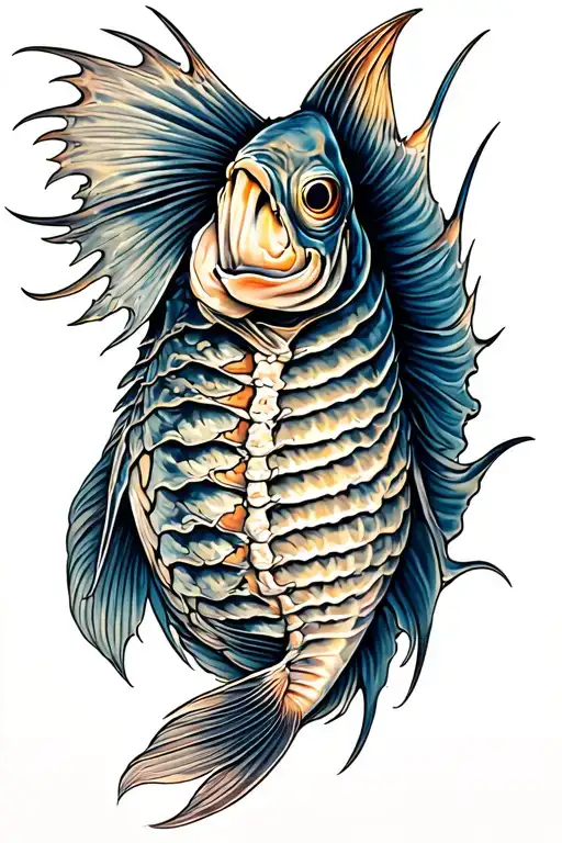 Fish Gill Rib Tattoo That Fades Into Something Akin To Claw Marks Down Outer Sides Of Back