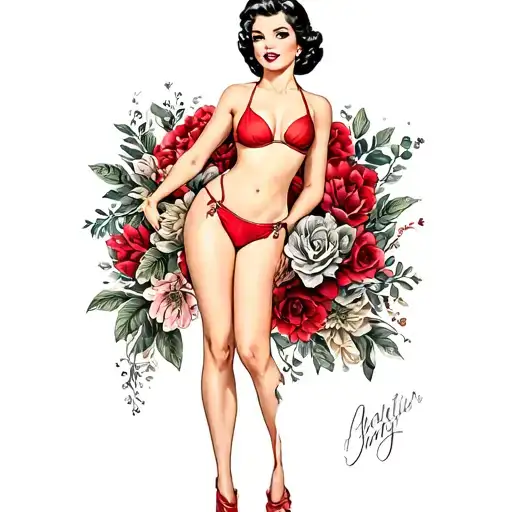 Pinup Girl Red Bikini
