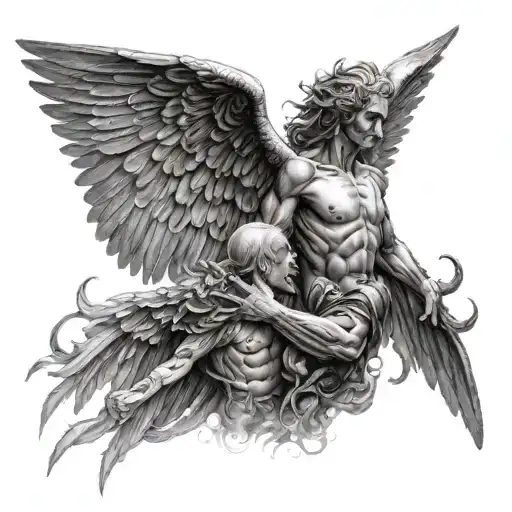 Archangel And Demon Face To Face