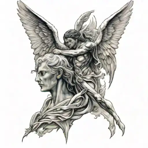 Archangel And Demon Face To Face