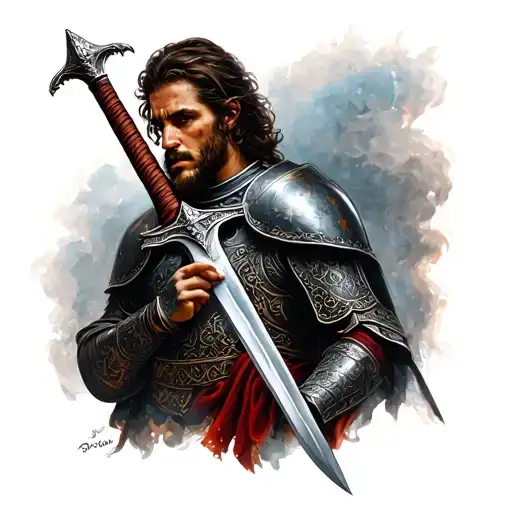 Wounded Knight Holding Sword