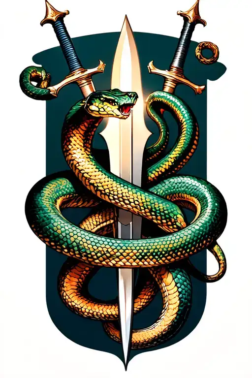 Snake And Swords Around The Neck