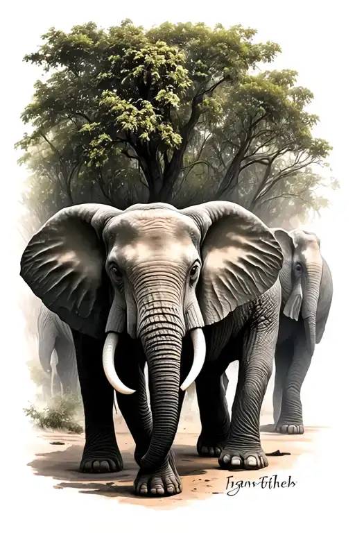 Elephants Walking Togther