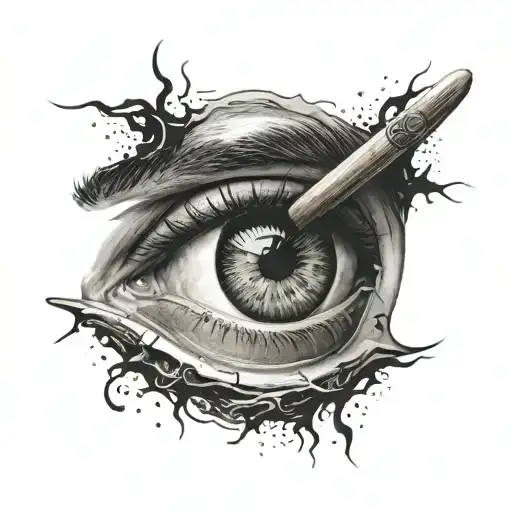 A Eye Tattoo With A Boy With A Baseball Bat Inside The Eye