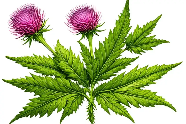 Thistle And Heather Weed Leaf Intertwined