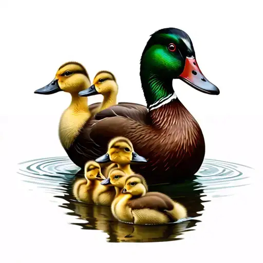 Duck With 6 Ducklings