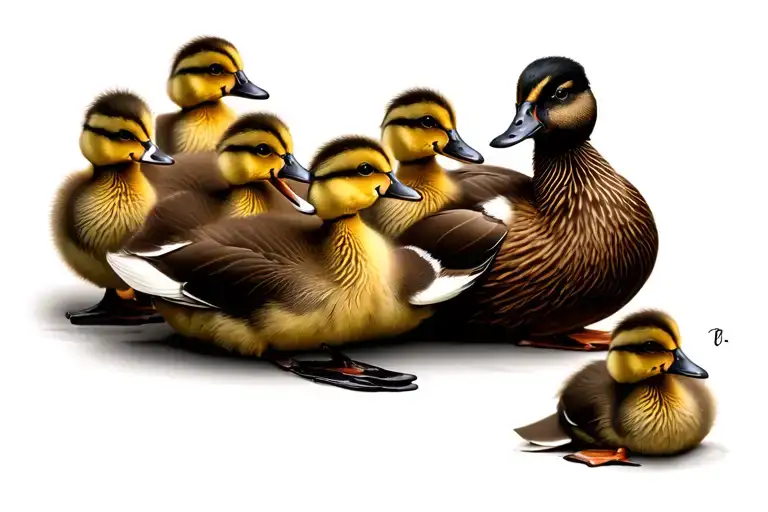 Duck With 6 Ducklings