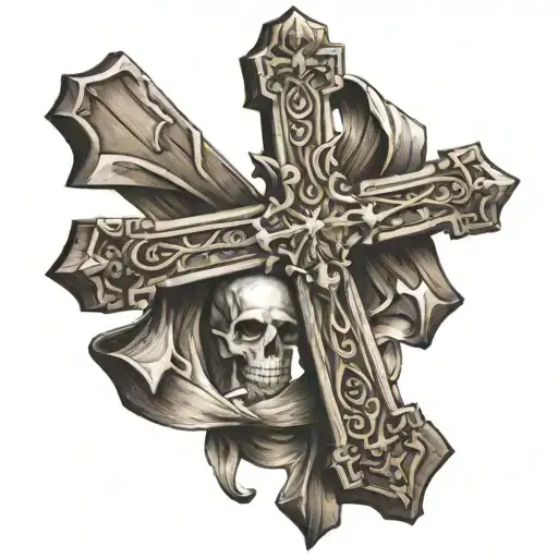 Old Wooden Cross With Sash