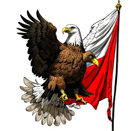 Eagle And Polish Flag Waving