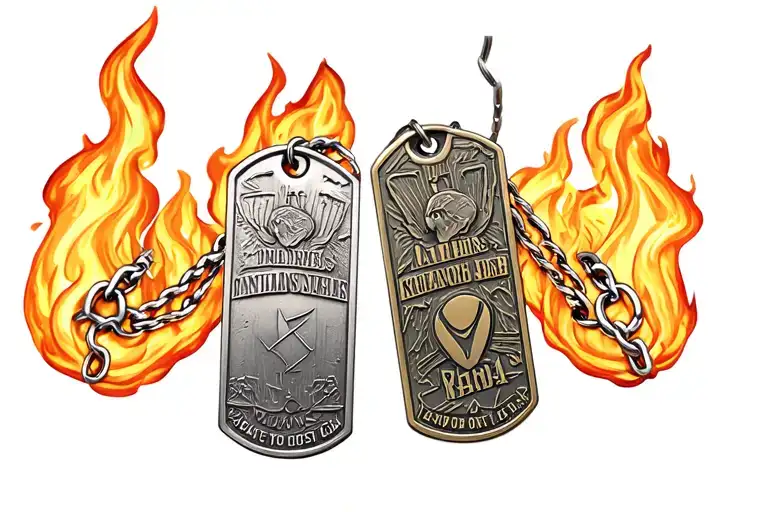 Army Dog Tag And Fire