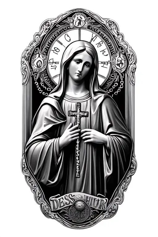 Saint Benedict Medallion Plus Virgin Mary Holding The Rosary Plus A Cross