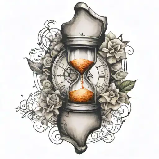 Mens Hourglass Tattoo With Compass Rose Intertwined