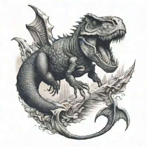 T-rex Boddy With A Mermaid Tail Fossil