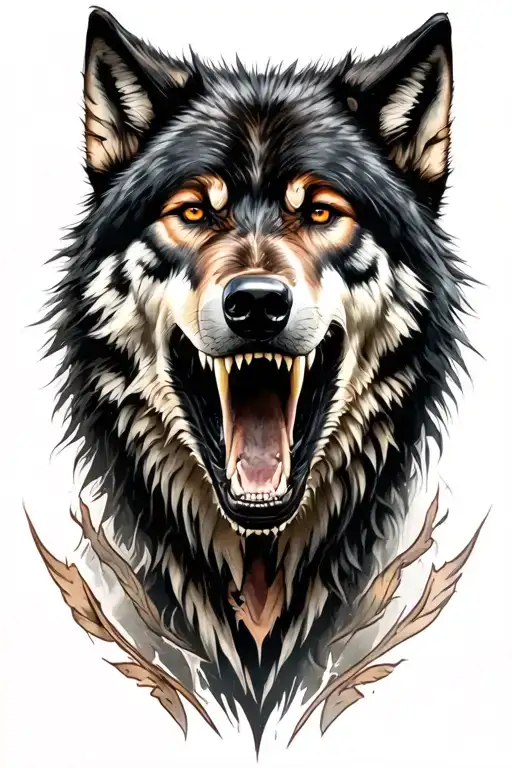 Black Wolf Growling