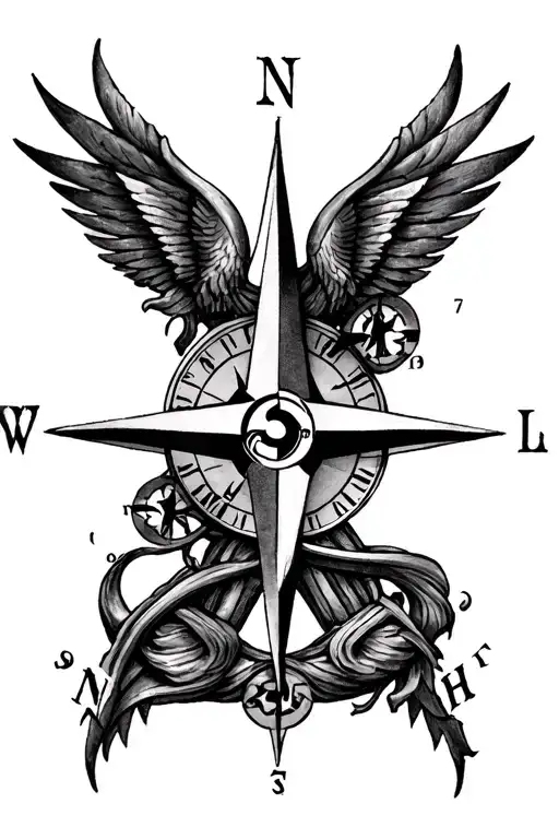 Compass Rose With Intricate Details