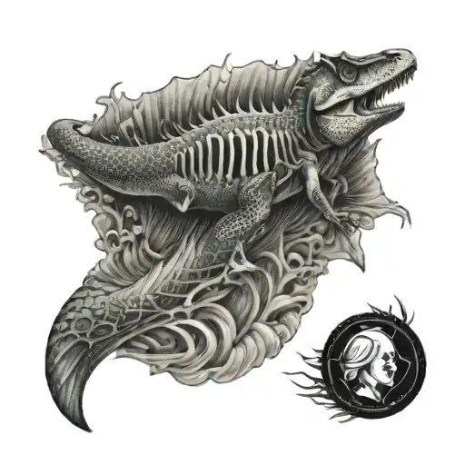 Mermaid Tail With T-rex Skelleton Body