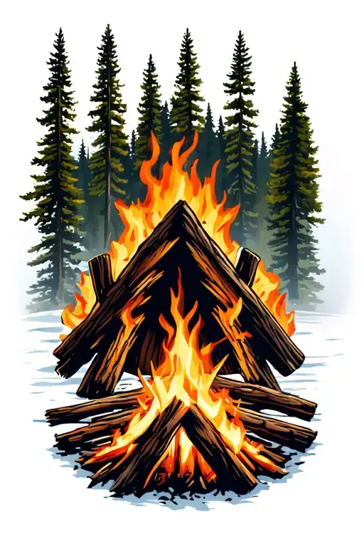 Alaskan Hunting Camp Fire