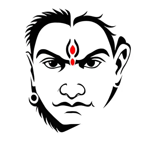 Hanuman Half Face Tattoo Design