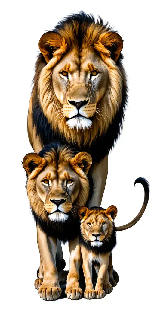 Lions With Family Posing Together